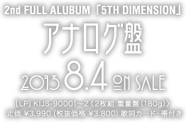 2nd FULL ALBUM「5TH DIMENSION」アナログ盤 2013.8.4 ON SALE